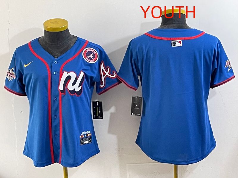 Youth 2025 Atlanta Braves Blank Blue All star Nike MLB Jersey style 01->youth mlb jersey->Youth Jersey